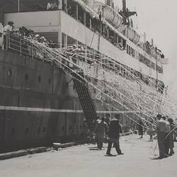 Digital Photograph - Crowd Farewelling HMAS Westralia, Station Pier, Port Melbourne, 1952