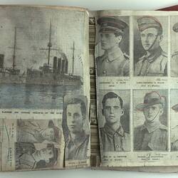 Newspaper cuttings -  soldiers and ship.