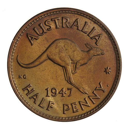 Proof Coin - Halfpenny, Australia, 1947, photographed by Museums Victoria