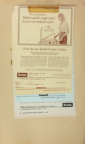 Scrapbook - Kodak Australasia Pty Ltd, Advertising Clippings, 'Graphic Arts & Allied Miscellaneous', Coburg, circa 1960s