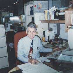 Photograph - Kodak Australasia Pty Ltd, Shane Allan in Office, Building 20, Coburg, 1992-1993