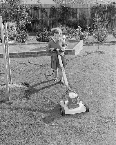 Girl with Lawn Mower, Ashburton, Melbourne, 10 Sep 1959