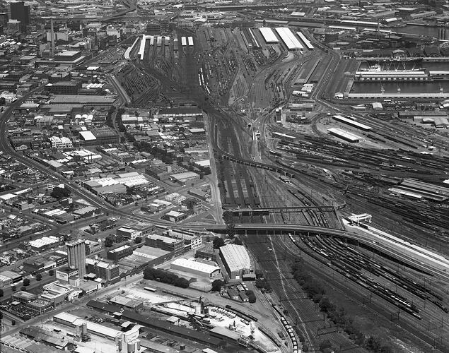 Monochrome aerial photograph of Melbourne.