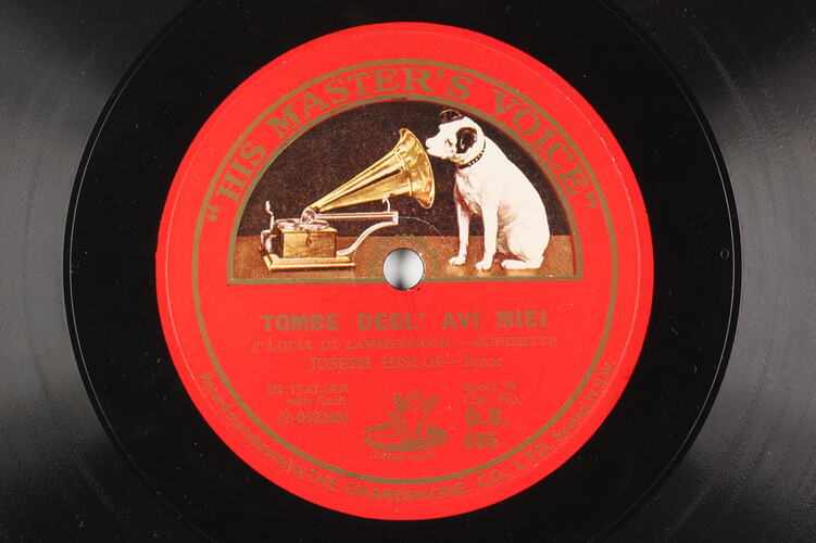 Disc Recording - His Master's Voice, Double Sided, 'Tombe Degl'avi Miei (Tomb Of My Fathers)' & 'Fra Poco A Me Ricovero', Donizetti, 1925-1935