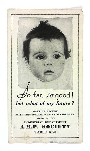 Pamphlet with photo of baby's head and text