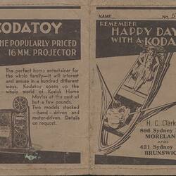 Film Wallet - Kodak Australasia Pty Ltd for H. Clarkson, 'Remember Happy Days', circa 1930s