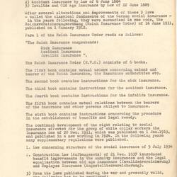 Report - Annex 3: 'The German Social Insurance',  Esma Banner, International Refugee Organization, Germany, circa 1950