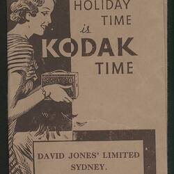 Film Wallet - Kodak Australasia Pty Ltd for David Jones Limited, Sydney, 'Holiday Time is Kodak Time', circa 1930s