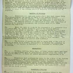 Information Sheet - Passengers Arriving in Australia, Stanley Hathaway, Commonwealth of Australia, Dept of Trade & Customs, 11 Sep 1951