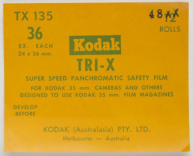 Label - 'Kodak Tri-X Super Speed Panchromatic Safety Film'