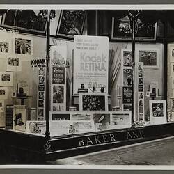 Shopfront display of Kodak cameras, accessories and equipment.