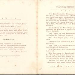 Programme - Dedication of Captain Cook's Landing Place, 6 May 1899