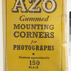 Mounting Corners - 150 Black Azo Gummed, Kodak (Australasia) Pty Ltd, circa 1950s (Front)