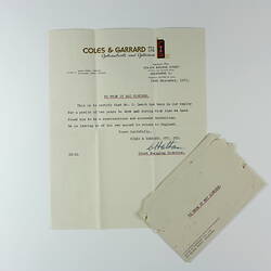 Letters of Reference - Coles & Garrard, Bourke Street, Melbourne for James Leech, 23 & 24 Dec 1955