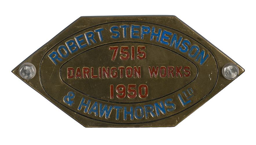 Locomotive Builders Plate - Robert Stephenson & Hawthorns Ltd, 1950