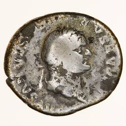 Coin - Denarius, Emperor Vespasian, Ancient Roman Empire, 75 AD - Obverse