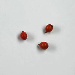 Three toy orange fruit.