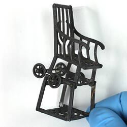High chair angled view.