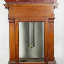 Wooden clock. Back view.