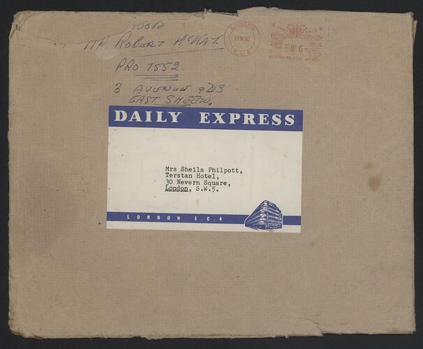 Envelope - 'Daily Express' Tto Mrs Sheila Philpott, London, England, 10 Sep 1965