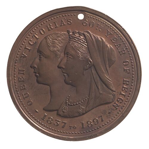 Medal - Diamond Jubilee of Queen Victoria, Mt Lyell Mining & Railway Co, Tasmania, Australia, 1897