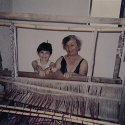 Digital Photograph - Efstathia & Christopher Spiropoulos With Loom, Flessiada, Greece, 1992