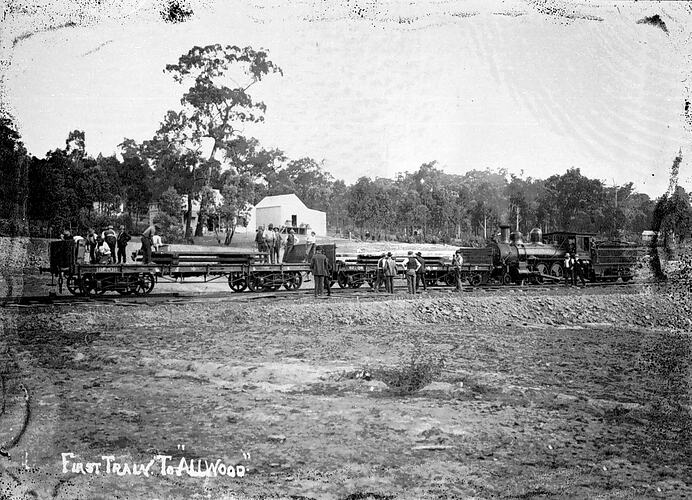 First train to 'Allwood', Hurstbridge district, circa 1905.