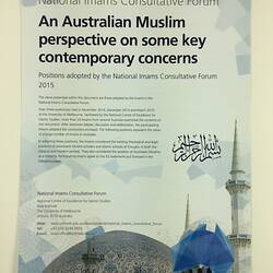 Flyer - 'National Imams Consultative Forum. An Australian Muslim Perspective on Some Key Contemporary Concerns' (2015), Victorian Mosque Open Day, 17 Mar 2019