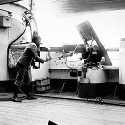 Negative - George Beckett on HMS Royal Arthur, Port Melbourne, Victoria, Nov 1898