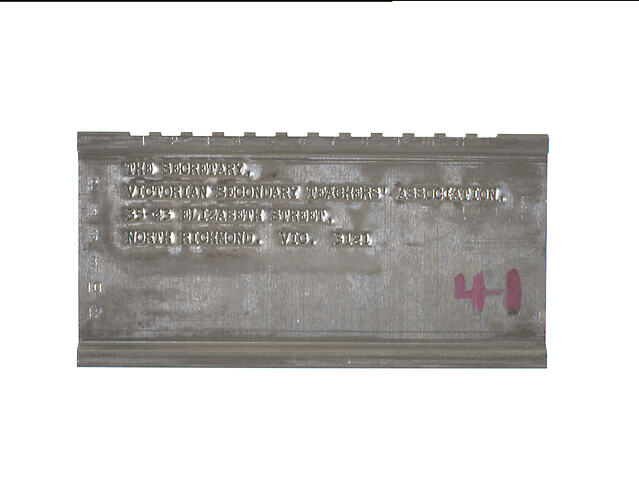 Address Plate - Victorian Secondary Teachers' Association
