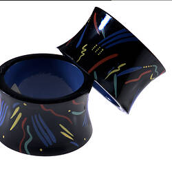 Bangle - Prue Acton, Painted Black with Squiggles, 1980s