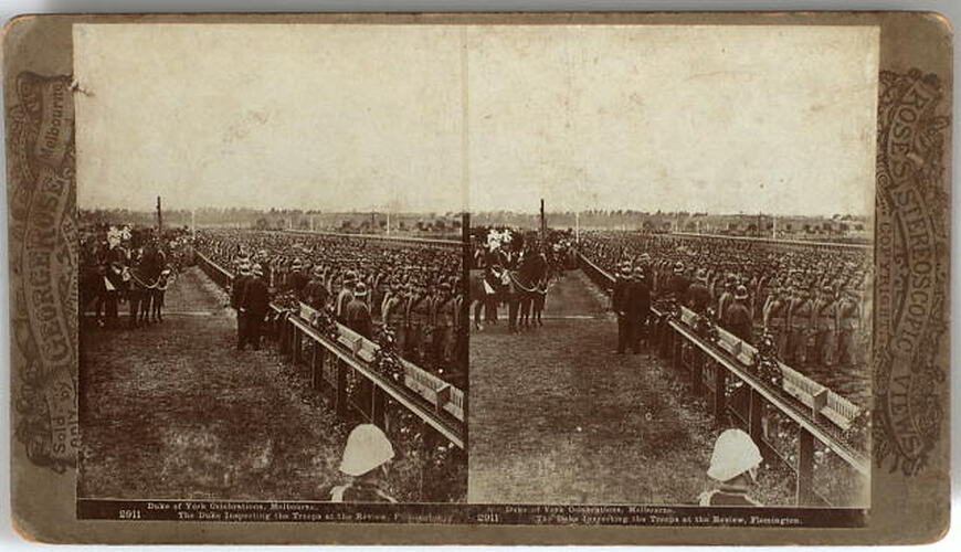 Stereograph - The Duke Inspecting the Troops, Federation Celebrations, 1901