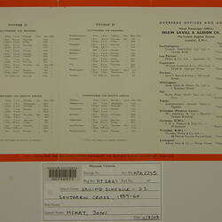 Sailing Schedule - S.S. Southern Cross, 1959-60 (back cover)