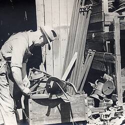 Photograph - Daniel Harvey Pty Ltd, Workman Assembling Machinery, Victoria, circa 1950