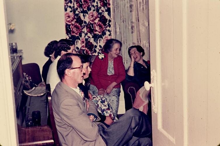 Digital Photograph - Family Watching Television for First Time, Brighton Beach, 1957