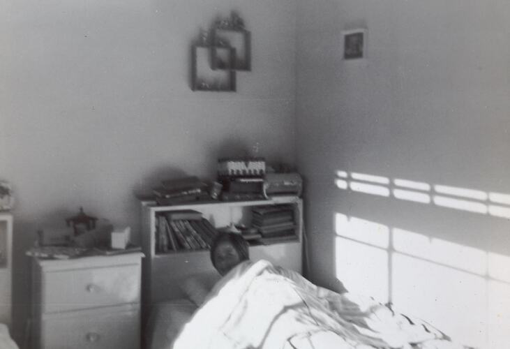 Digital Photograph - Girl in Bed, Hampton, 1960