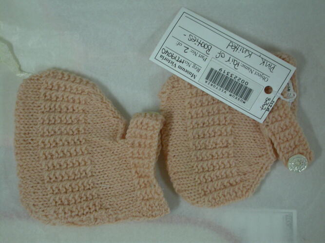 Booties - Knitted, Pink, circa 1947