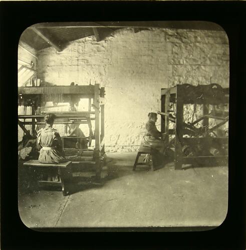 Lantern Slide - Royal Victorian Institute for the Blind, Women Making Mats, circa 1900