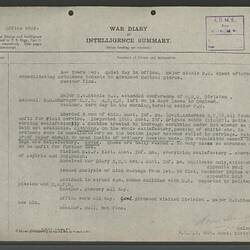 Diary - World War I, 13th Australian Field Ambulance, 1916-1919