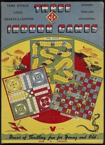 Box - Board Game, 'Ace'. Three Indoor Games,1930s