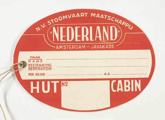 Baggage Label - NV Stoomvart Maatschappij, Cabin, circa 1950s