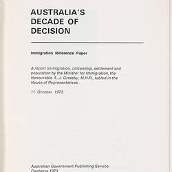 Booklet - Australia's Decade of Decision, 1973