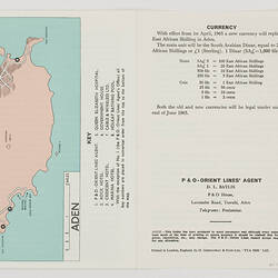 Leaflet - Aden, P&O Orient Line Port of Call, 1960s