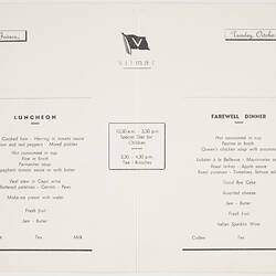 Menu - MV Fairsea, Sitmar Line, Farewell Dinner, 22nd Oct 1957