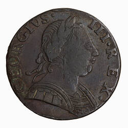 Coin - Halfpenny, George III, Great Britain, 1775 (Obverse)