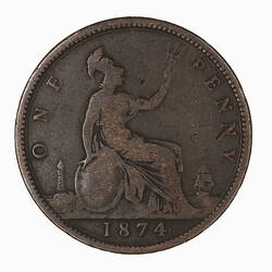 Coin - Penny, Queen Victoria, Great Britain, 1874 (Reverse)