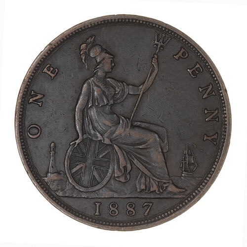 Coin - Penny, Queen Victoria, Great Britain, 1887 (Reverse)