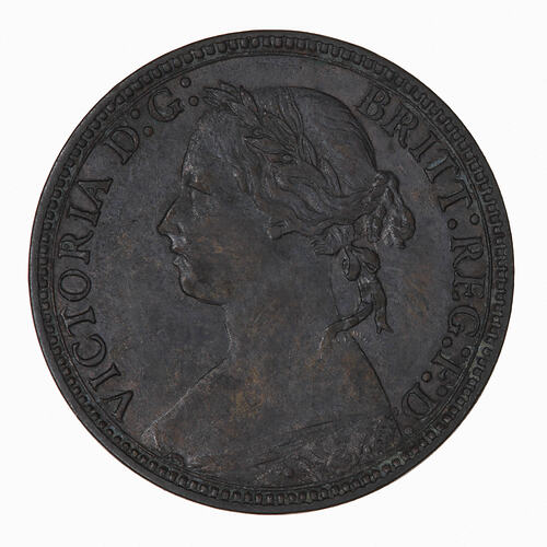 Coin - Farthing, Queen Victoria, Great Britain, 1876 (Obverse)