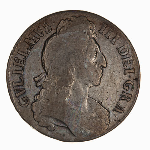 Coin - Crown 5 Shillings, William III, Great Britain, 1696 (Obverse)