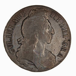Coin - Crown 5 Shillings, William III, Great Britain, 1696 (Obverse)